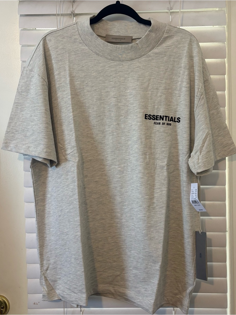 Fear Of God Essentials Oversized Boxy T Shirt Light Oatmeal Heather Gray Medium